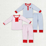 long sleeve embroidery Santa  boys and girls pajamas