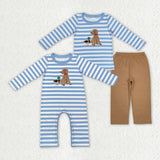 embroidery mallard ducks and dog kids clothing
