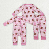 Matching Baby girls rugby pink pajamas clothing