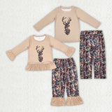 Matching Baby boys girls deer long sleeve outfits clothing