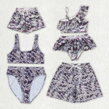 Family Matching Adult Baby girls purple camo swimwear