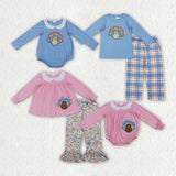 Matching Baby girls boys Thanksgiving outfits clothing embroidery