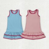 Matching Baby girls pink blue dress yoga