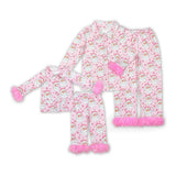 best selling --Christmas Santa pink adult and kids pajamas