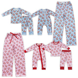 Family Matching Christmas cake tree blue and pink adult and kids pajamas