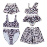 Family Matching Adult Baby girls purple camo swimwear