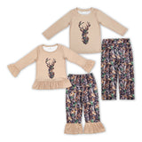 hunting deer long sleeve boys and girls pajamas