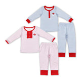 long sleeve embroidery Santa  boys and girls pajamas