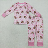 Matching Baby girls rugby pink pajamas clothing