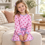 GLD1763 Dots rose red Long Sleeves Girls Skirts outfits