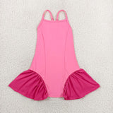 GSD3688 girls solid rose dress yoga