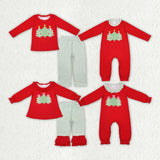 Matching Christmas trees red clothing