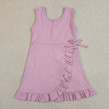GSD3034  girls solid purple sleeveless Dress yoga