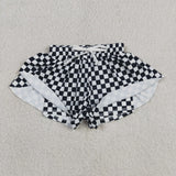 SS0865 baby girls checkered black shorts yoga