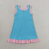 GSD4130 girls pink blue sleeveless floral dress yoga