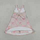 GSD3421 girls pink bow sleeveless dress yoga