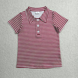 Matching Baby boys stripe button short sleeve top
