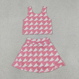 GSD1467 baby girls sleeveless pink skirt outfits Yoga