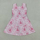 GSD3815 girls castle pink stripe summer sleeveless dress yoga