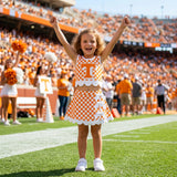 GSD4282 girls T orange checkered sleeveless skirt bow outfits yoga