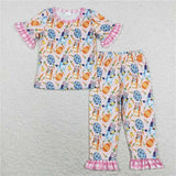 Matching Easter cartoon short sleeve boys girls pajamas
