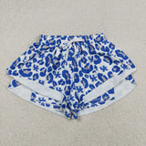SS0802 Adult women blue UK leopard Shorts yoga