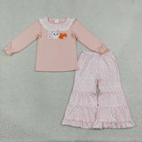 Matching girls Halloween BOO long sleeve clothing embroidery