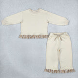 GLP3645 Girls solid long sleeve pant outfits sweatshirt material
