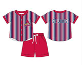 Custom team button stripe short sleeve set