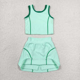 Matching Baby girls sleeveless solid skirt outfits yoga