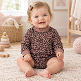 LR3264 baby boys leopard long sleeve mock neck romper