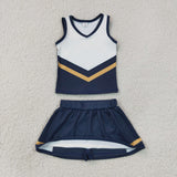 GSD4189 girls team navy white sleeveless skirt outfits yoga