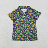 Matching Baby boys Mardi Gras button short sleeves shirt  tops
