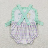 Matching Baby girls Easter bunny romper outfits embroidery
