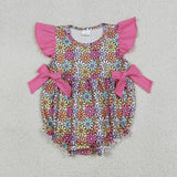 Matching Baby girls colorful flower flying sleeve romper outfits