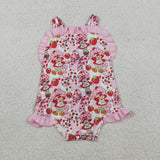 Matching Baby girls strawberry bow romper outfits