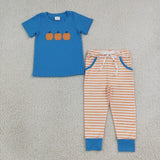 Matching Boys girls  pumpkin clothing embroidery