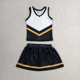 GSD4201 girls black white golden sleeveless skirt outfits yoga