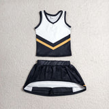 GSD4201 girls black white golden sleeveless skirt outfits yoga