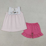GSSO3019 baby girls cross Easter rose shorts outfit