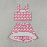 GSD1467 baby girls sleeveless pink skirt outfits Yoga