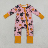 LR3252 baby boys turkey deer pumpkin zipper romper