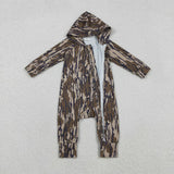 Matching Baby boys camo zipper hooded romper long sleeve