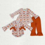 Matching baby girls fall pumpkin bow clothing