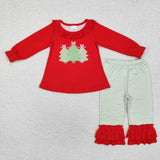 Matching Christmas trees red clothing