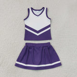 GSD4192 girls purple white sleeveless skirt outfits yoga