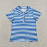 Matching Baby boys stripe button short sleeve top