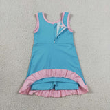 GSD4130 girls pink blue sleeveless floral dress yoga