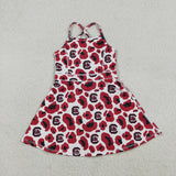 GSD3633 girls team C red leopard dress yoga