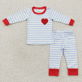 Matching Baby girls boys Valentine's stripe pajamas long sleeves embroidery